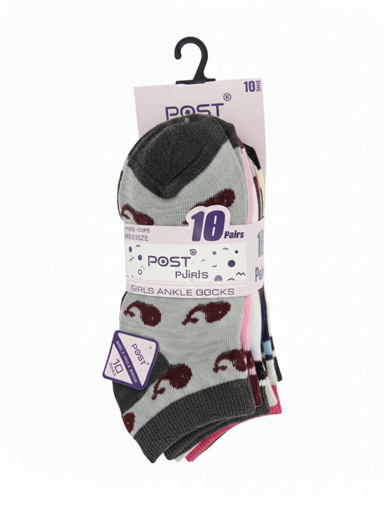 POST Girls’ Ankle Socks – 10 Mini Pairs