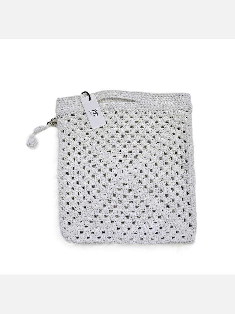 White Crochet Tote Handbag