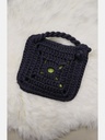 Black Crochet Top Handle Tote Handbag