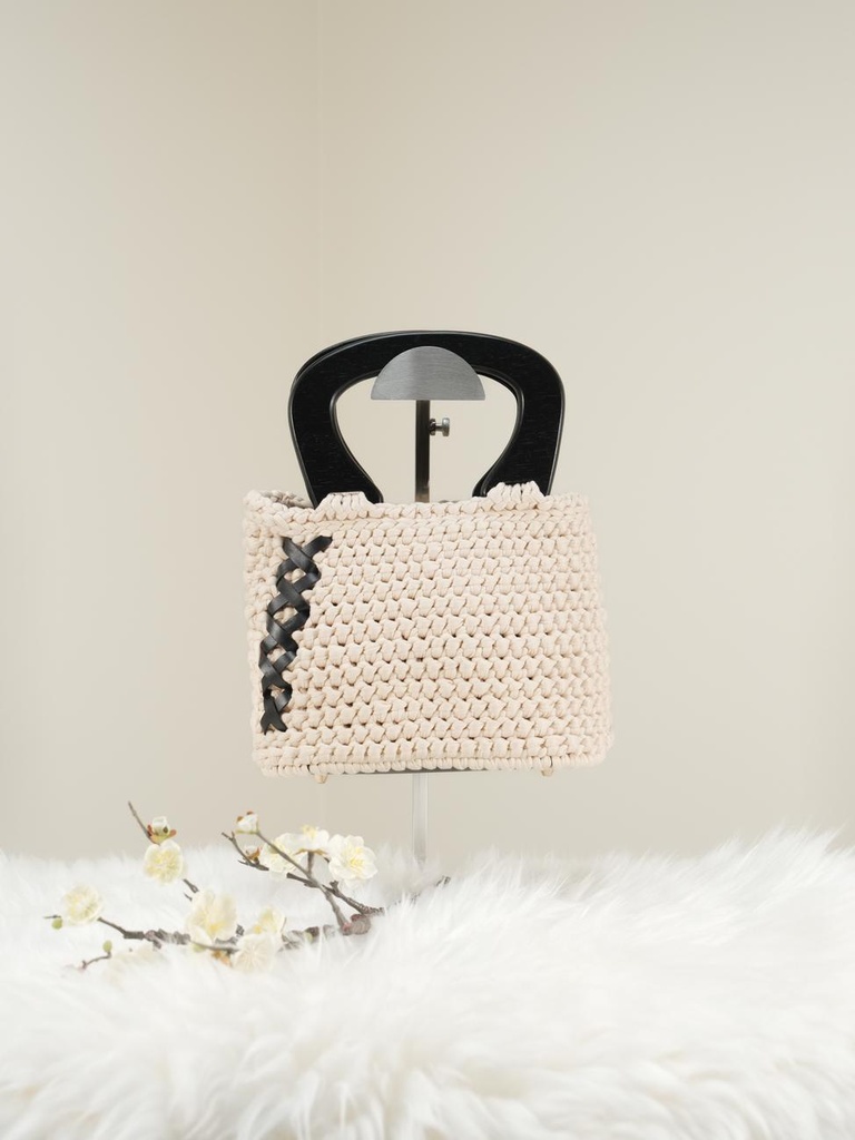 Off-White with Black Wooden Handles & Leather