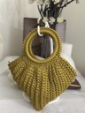 Mustard Crochet Handbag with Round Handle