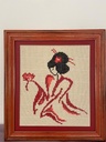 A hand-embroidered portrait Japanese Elegance
