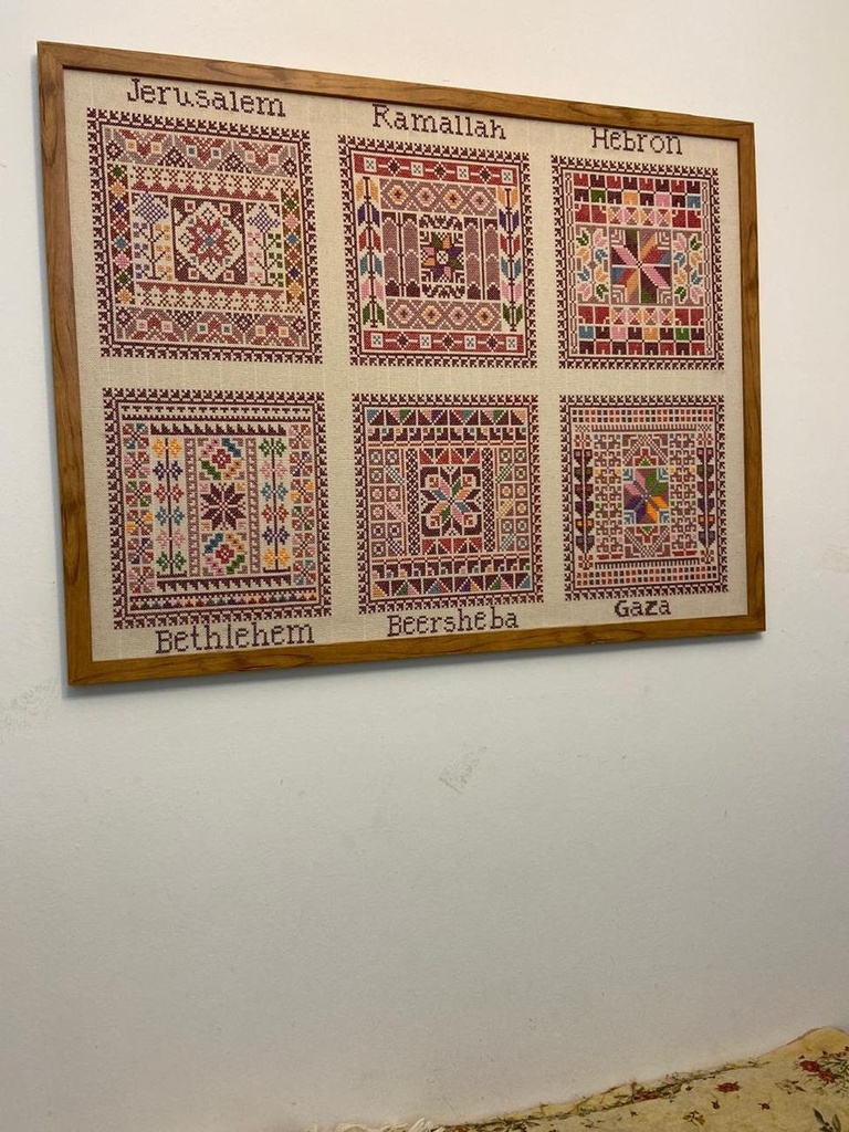 خريطة التراث الفلسطيني لوحة تطريز يدوية