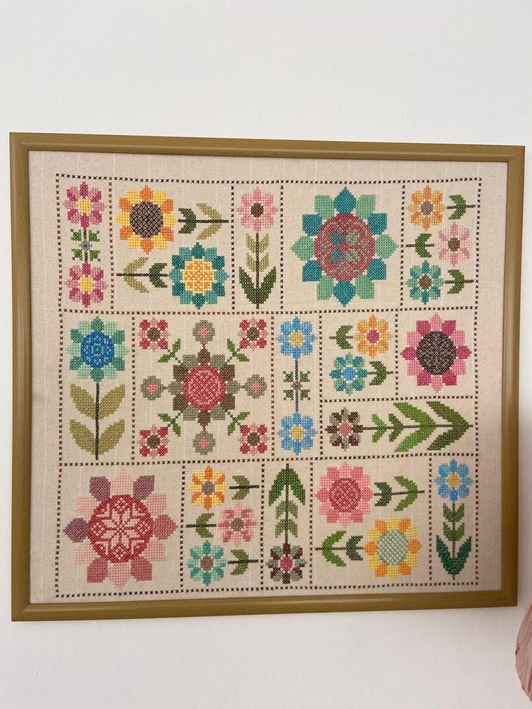 Square Floral Embroidery Panel