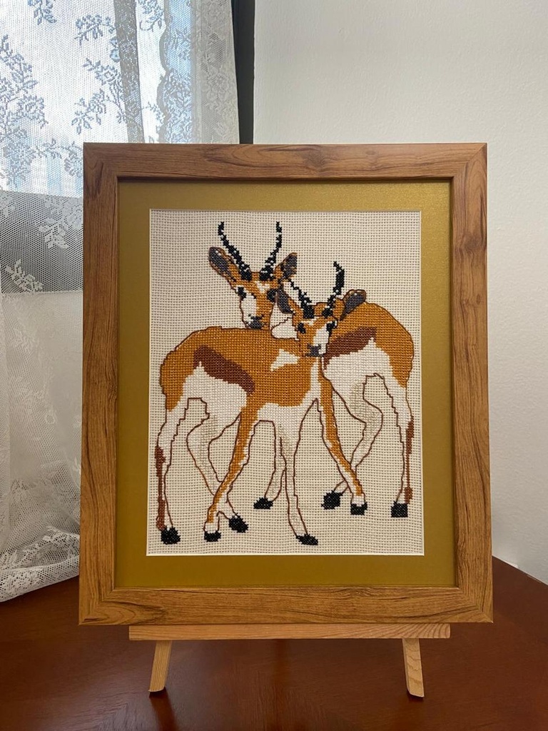 Elegant Gazelles Cross-Stitch Artwork