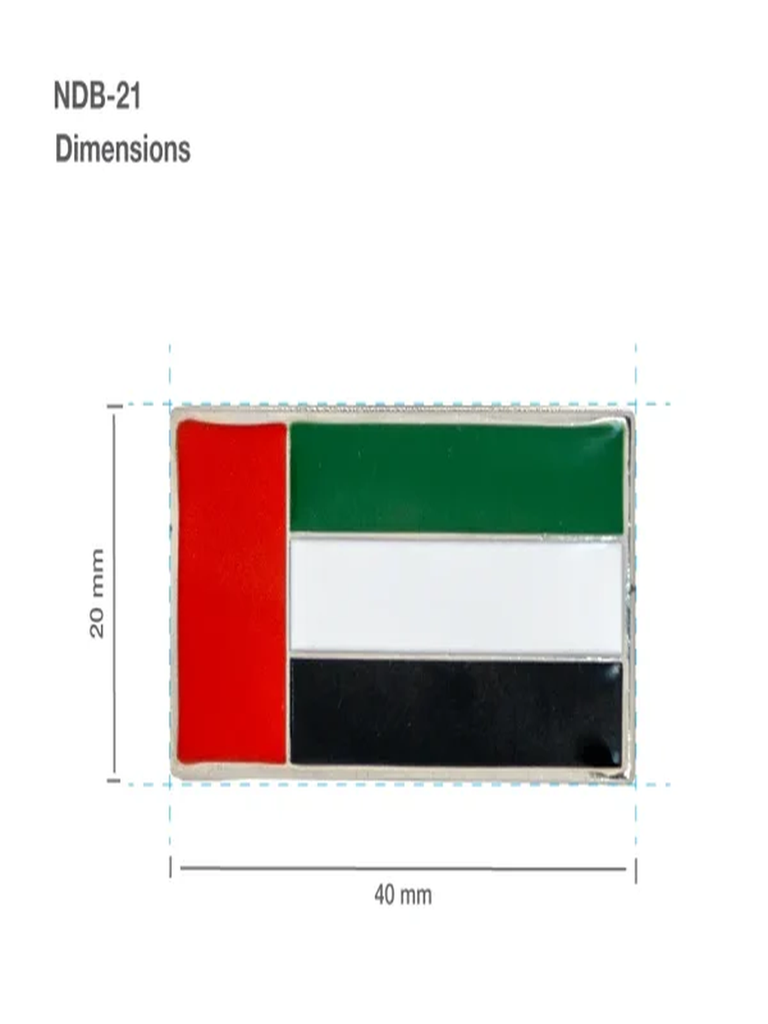UAE Flag Metal Badges Rectangle with Magnet Attachment