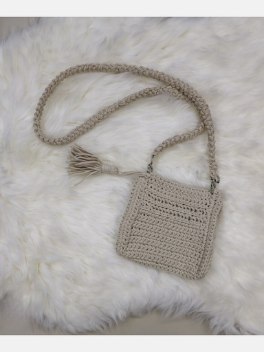Beige Mini Cross Crochet Handbag