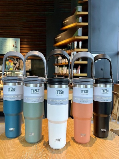 TYESO Tumbler with Handle and Straw Lid