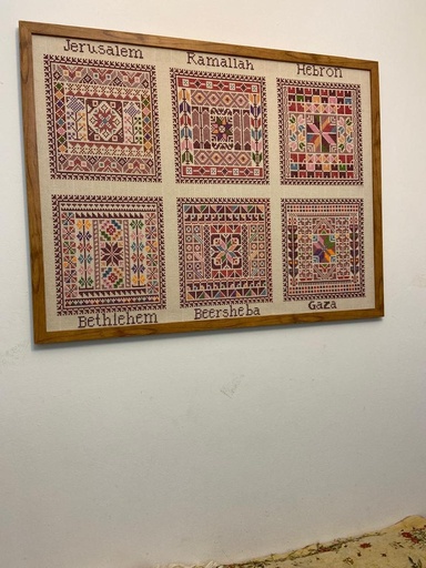 خريطة التراث الفلسطيني لوحة تطريز يدوية