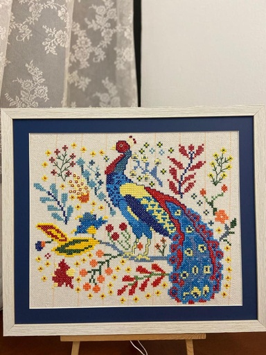 Royal Peacock Embroidery Artwork