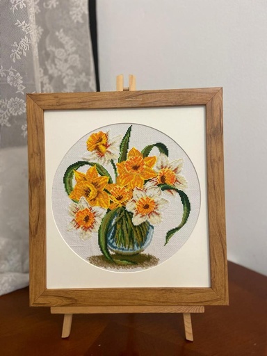 Embroidery Artwork "Bouquet of Daffodils"