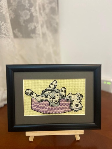 Relaxed Dog Cross-Stitch Artwork
